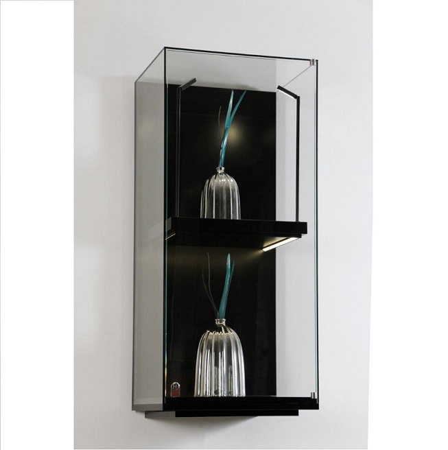 Hohe Wandvitrine mit Fachboden