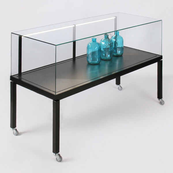 Rollbare Tischvitrine mit Ganzglashaube PUR-116
