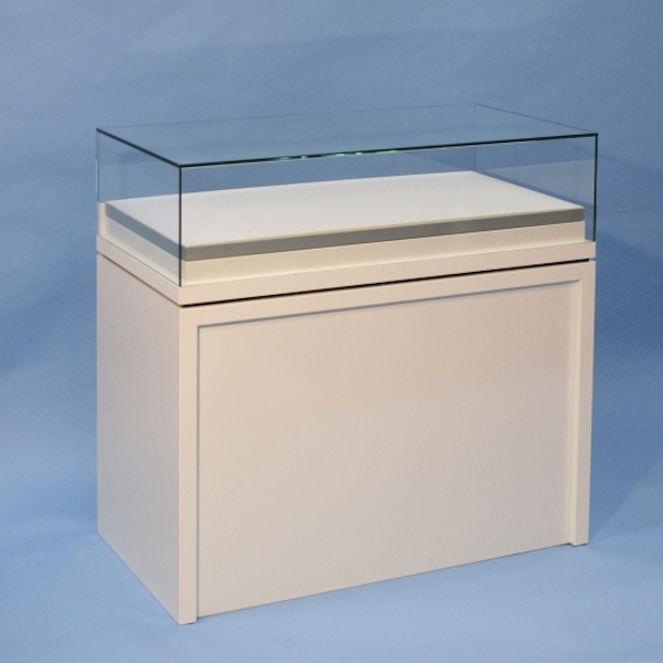Sockelvitrine weiß mit Glashaube PUR-31