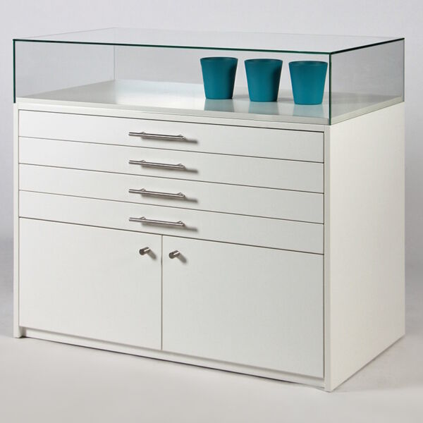 Sockelvitrine mit Schubladenschrank PUR-33
