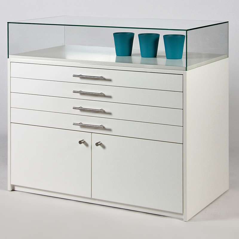 Sockelvitrine mit Schubladenschrank PUR-33