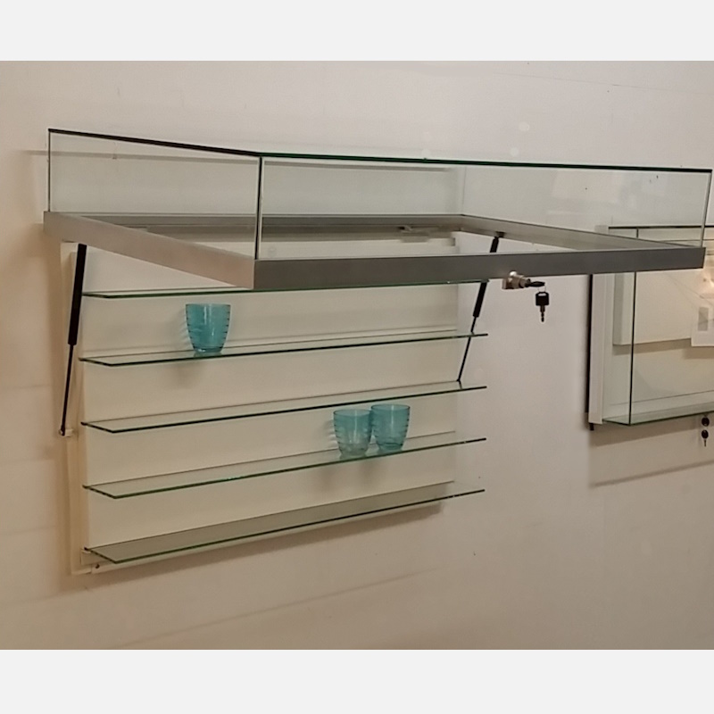 PUR-53 Wandvitrine Ganzglas mit Gasdruckfedern